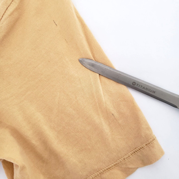 XCVI Tan Blouse Women SIZE XS Hi Low Fitted Short Sleeve Casual Cute Top FLAW - Picture 8 of 11